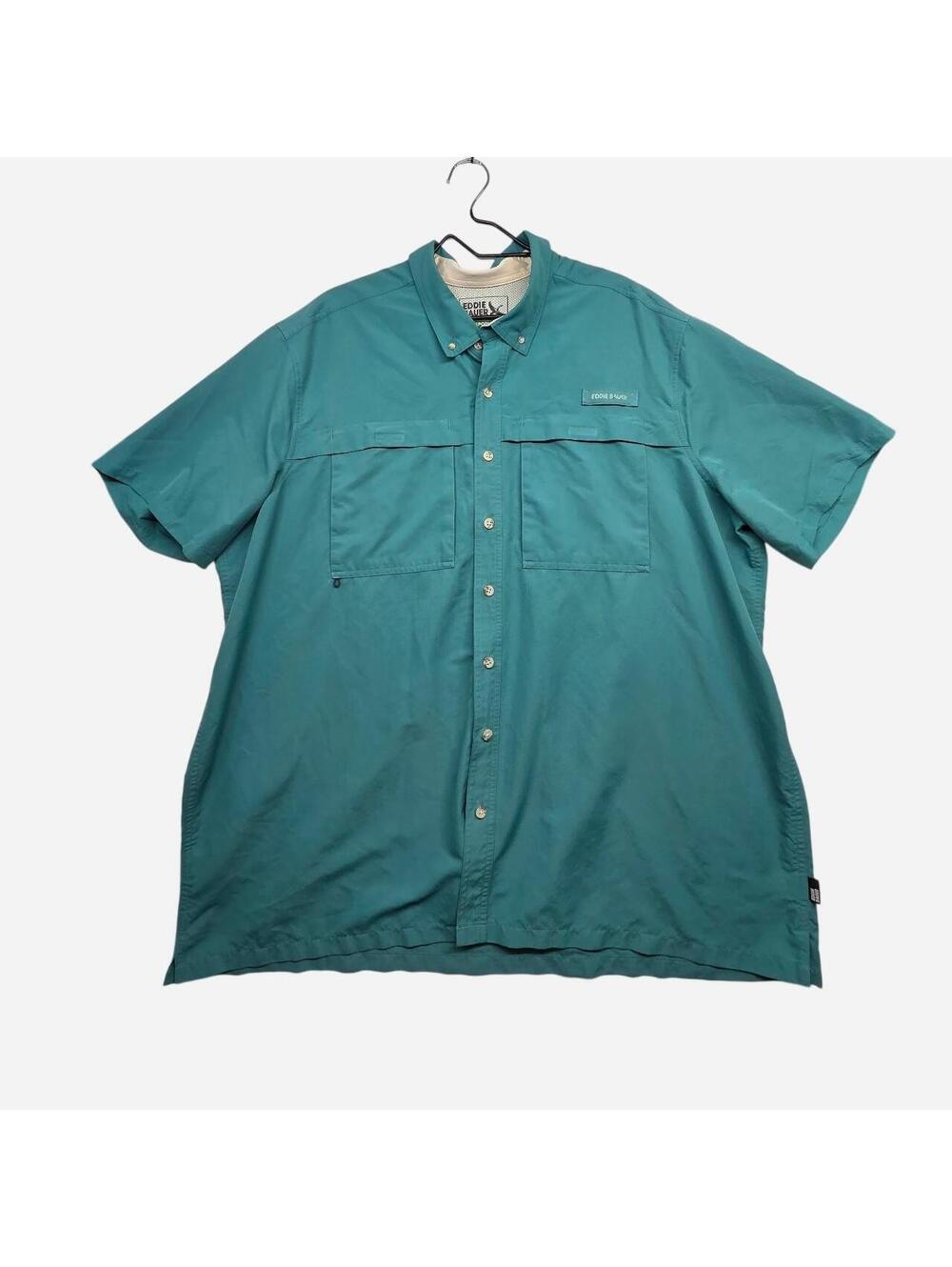 Eddie Bauer Men's Green and Blue Shirt